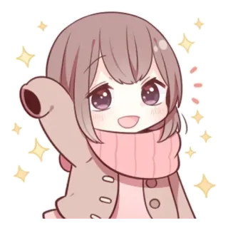 🌟 Anime, Chica, Chibi, Lindo, Kawaii, Brillos, Dibujos animados telegram sticker