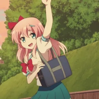 👋 dziewczyna anime, mundurek szkolny, różowe włosy, słodka, kreskówka, ilustracja telegram sticker