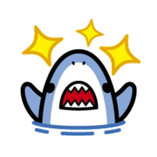 🐯 squalo, carino, cartone animato, animale, creatura marina, stelle whatsapp sticker