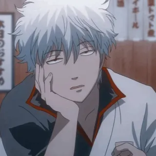 🥢 Sakata Gintoki Gintama Anime, Mangá, Personagem, Cabelo prateado, Relaxado, Gintoki whatsapp sticker