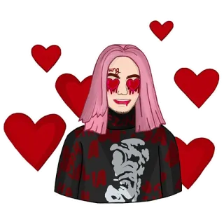 😍 Yung persona, cuori, amore, San Valentino, capelli rosa, cartone animato whatsapp sticker