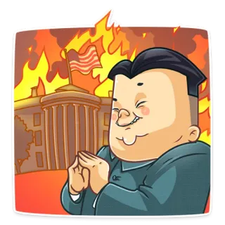 🇺🇸 politics, government, cartoon, White House, fire, building, USA, flag telegram sticker