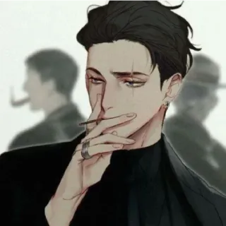 😁 курение, сигарета, мужчина, аниме, персонаж, искусство telegram sticker