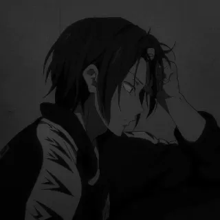 📎 Anime, Pessoa, Escuro, Monocromático, Retrato telegram sticker
