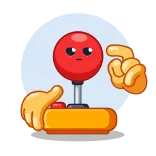 🙄 จอยสติ๊ก, คอนโทรลเลอร์, เกม, เกมมิ่ง, อิโมจิ, มือ, สีแดง, สีเหลือง telegram sticker