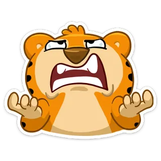 😣 호랑이, 만화, 어깨를 으쓱, 혼란스러움, 동물, 표정 telegram sticker
