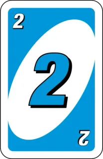 💙 Uno 2 card game, number 2, blue, uno whatsapp sticker