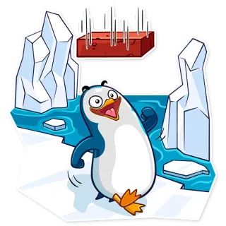💥 pinguino, ghiaccio, animale, cartone animato, divertente whatsapp sticker