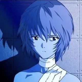 💙 Rei Ayanami Neon Genesis Evangelion anime, rei ayanami, evangelion, sad, bandages, blue telegram sticker