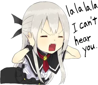 🙉 la la la la
I can't hear you. 애니메이션, 소녀, 일러스트, 만화, 캐릭터, 웃긴 whatsapp sticker