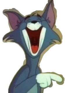😆 Tom Cat Tom and Jerry cartone animato, gatto, ridere, indicare, animato telegram sticker