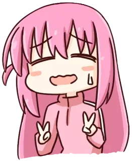 ✌️ Anime, Gadis, Lucu, Rambut merah muda, Tanda perdamaian telegram sticker
