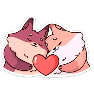❤️ 狐狸, 爱, 心, 动物, 贴纸, 卡通, 可爱 telegram sticker