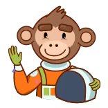 🐒 aap, astronaut, dier, cartoon, ruimte, helm telegram sticker