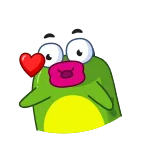 😘 かわいい, カエル, 漫画, キス, ハート telegram sticker