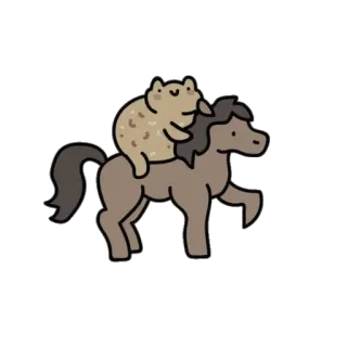 🐴 ếch, ngựa, động vật, dễ thương, nhãn dán, hoạt hình telegram sticker
