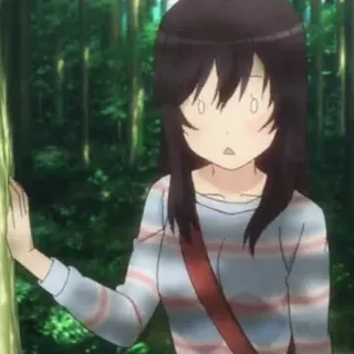 🌈 Anime, Mädchen, Wald, überrascht whatsapp sticker