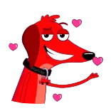 😘 Cartoon, Hund, Herzen, Liebe, Rot telegram sticker