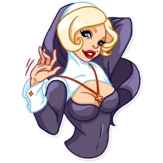 👋 nun, religious, sexy, woman, blonde telegram sticker