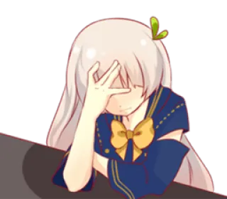 🙄 gadis anime, kecewa, facepalm, malu, frustrasi telegram sticker