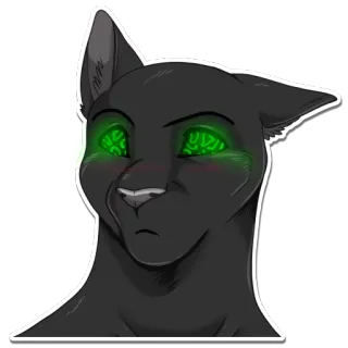 😳 Katze, Tier, schwarze Katze, leuchtende Augen, digitale Kunst, Aufkleber telegram sticker