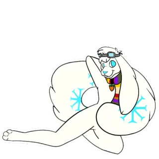 👀 rabbit, snowflakes, winter, scarf, goggles, animal telegram sticker