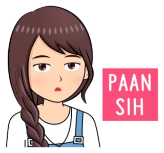 😑 PAAN SIH desenho animado, menina, expressão, entediado/a, fofo/a, quadrinhos whatsapp sticker