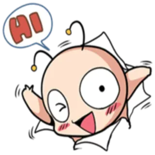 🙂 HI สวัสดี, ทักทาย, การ์ตูน, น่ารัก, เป็นมิตร, โบกมือ telegram sticker