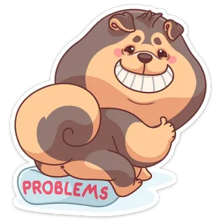 😬 PROBLEMS chó, vấn đề, tích cực, giơ ngón tay cái, phim hoạt hình telegram sticker