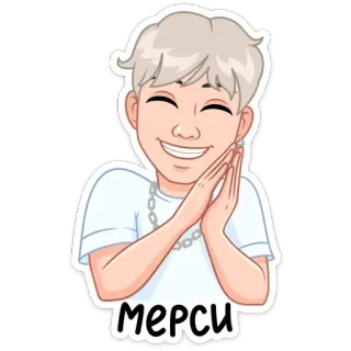😊 мерси desenho animado, pessoa, sorrindo, russo, obrigado whatsapp sticker