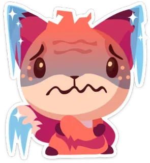 😖 animale, volpe, carino, cartone animato, adesivo telegram sticker
