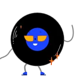 😎 แผ่นเสียง, ไวนิล, เพลง, การ์ตูน, ตัวละคร, เท่, แว่นกันแดด whatsapp sticker