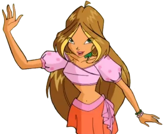 👋 Flora Winx Club fada, desenho animado, animação, mágico, natureza telegram sticker