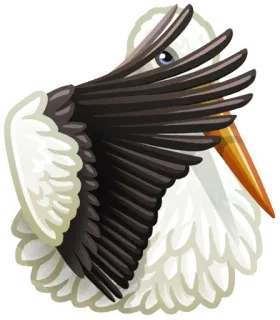 🦢 황새, 새, 동물, 흰색, 검은색, 부리 telegram sticker