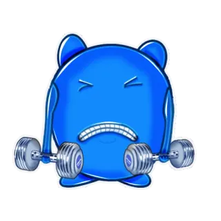 💪 blaues Monster, Gewichtheben, Training, Hantel, Cartoon, Fitness, Fitnessstudio telegram sticker