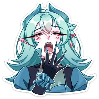 🥱 アニメ, エルフ, ファンタジー, 可愛い, キャラクター, あくび telegram sticker