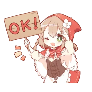 👌 OK! Anime, Garota, OK, Acordo, Fofo, Desenho animado, Mangá telegram sticker