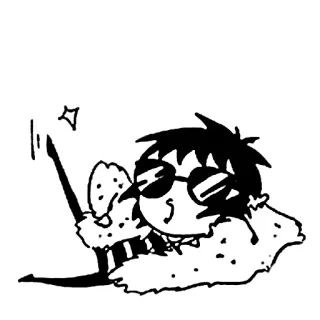 😎 Desenho animado, Personagem, Óculos de sol, Varinha mágica, Brilho, Kawaii whatsapp sticker