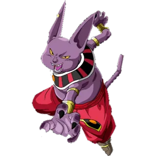 🤜 Beerus Dragon Ball Super Anime, Gato, Roxo, Bravo, Personagem telegram sticker