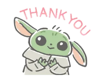 🙏 Grogu The Mandalorian THANK YOU Baby Yoda, carino, Star Wars, gratitudine, Mandalorian telegram sticker