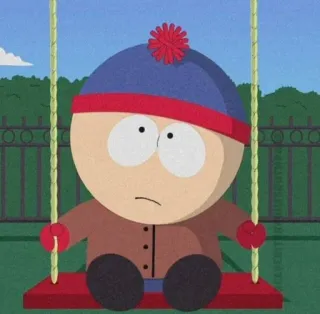 💭 Stan Marsh South Park Cartoon, Schaukel, Traurig, Animiert, TV-Show telegram sticker