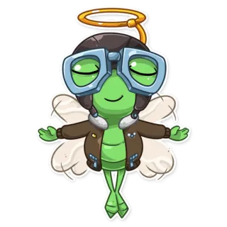 😇 inseto, anjo, piloto, fofo, desenho animado telegram sticker