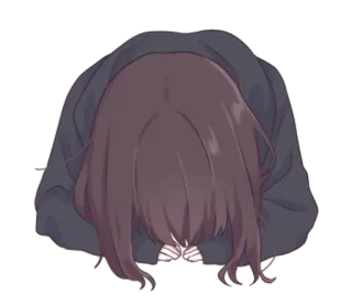 😓 Dziewczyna anime, Ukłon, Przeprosiny, Smutna, Kobieta, Długie włosy telegram sticker