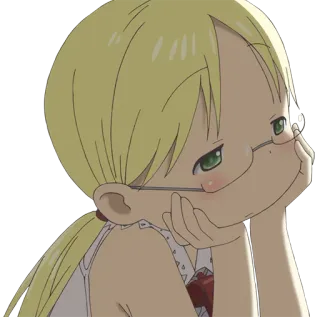 😒 Anime, Chica, Gafas, Coleta, Triste, Morro whatsapp sticker