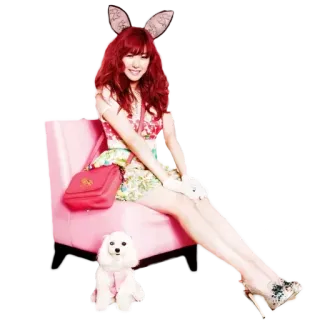 😁 wanita, kursi, anjing, merah muda, mode, gaya, hewan peliharaan telegram sticker
