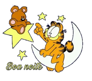 🌙 Garfield Boa noite Garfield, Boa noite, Lua, Estrelas, Desenho animado, Urso de pelúcia telegram sticker