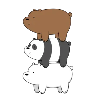 🖤 We Bare Bears we bare bears, cartoon network, bears, stacked, ice bear, panda bear, grizzly bear telegram sticker