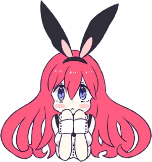 👀 Anime, Coelho, Kawaii, Bonito, Menina, Cabelo rosa telegram sticker
