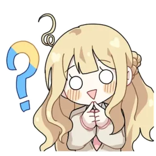 💬 Anime, Pregunta, Chibi, Dibujos animados, Lindo, Confundido, Kawaii whatsapp sticker