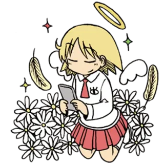 😇 Anime, Angelo, Fiori, Aureola, Carino, Cartone animato telegram sticker